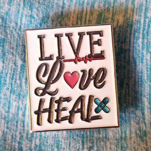 NWT Live Love Heal Pin Heart Bandage Heartbeat